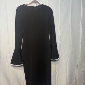 Boohoo Black Long Sleeve Dress with Flared Cuffs Size 12
